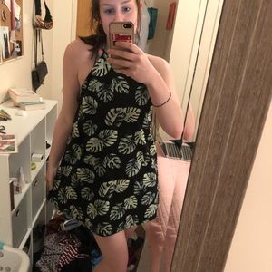 Black flowy dress with floral design